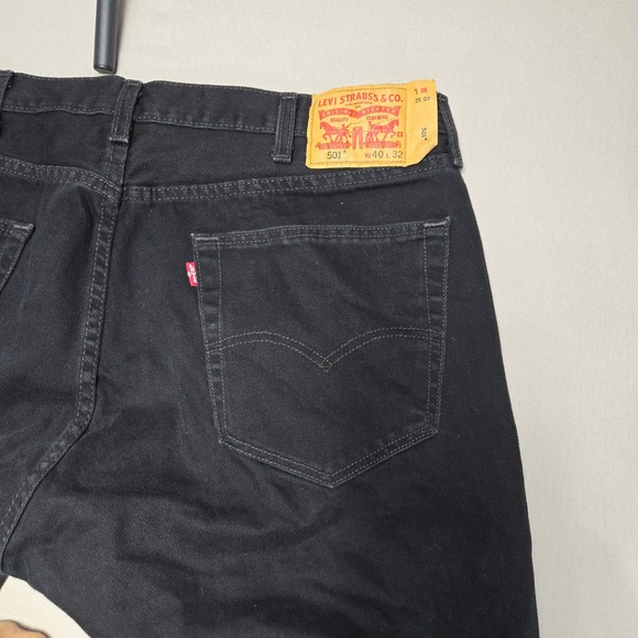 Levi's 501 Black Denim Jeans Straight Leg Regular Fit Mens Size 40x32 - Picture 2 of 11